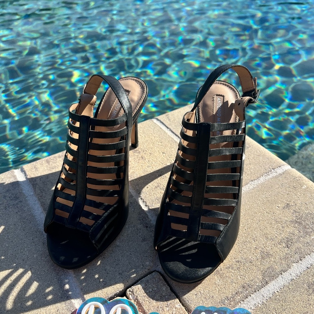 ANTONIO MELANI Black Strappy Heels